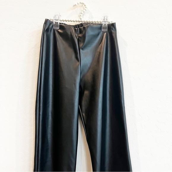 ASOS Women’s AsYou Faux Leather Flare Leggings Pants Pull-On High Waist Black 2 - Picture 3 of 7